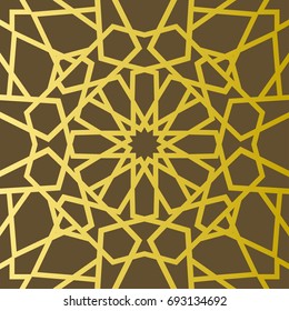 Traditional east geometric decorative pattern gold style. Arabic pattern background. Islamic ornament vector.