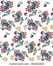 Traditional east seamless drawing peyslinsky of a scarf. Ancient decorative flower ornament on a black background of ornament for fabric, packing paper, the map, the invitation.