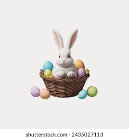 Traditional Easter Bunny: Classic depictions of the 
beloved rabbit adorned with colorful Easter eggs, 
often featuring a basket filled with treats.
