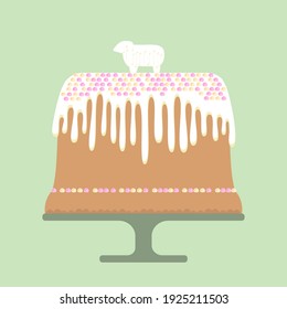 Traditional Easter cake - hand drawn vector illustration. Flat colors.