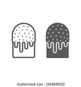 Línea tradicional de Pastel de Pascua e ícono de glifo, Pascua y fiesta, signo de tarta de Pascua, gráficos vectoriales, un patrón lineal en un fondo blanco, eps 10