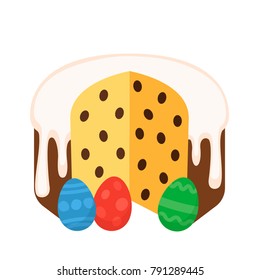 Traditional Easter cake in white glaze. vector illustration isolated. concept of Easter holidays