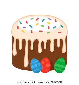 Traditional Easter cake in white glaze. vector illustration isolated. concept of Easter holidays