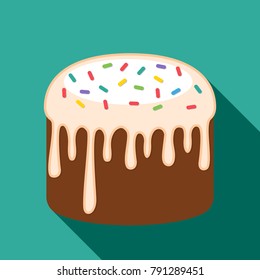 Traditional Easter cake in white glaze. vector illustration isolated. concept of Easter holidays