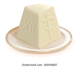 Traditional Easter dessert cottage cheese. Isolated on white vector illustration