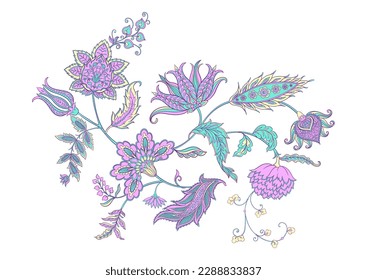 Traditional eastern classical luxury old fashioned floral ornament. Clip art, set of elements for design. Vector illustration.