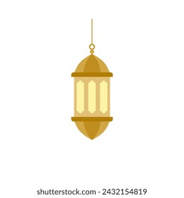 Traditional eastern lantern flat design vector illustration. Arabic muslim colorful hanging lamps, crescents and stars.