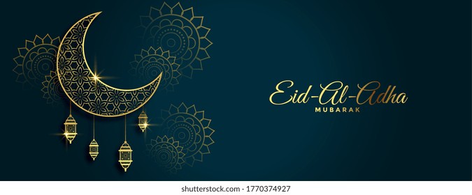 traditional eid al adha festival golden banner design
