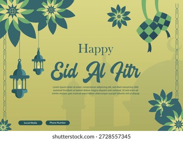 Traditional Eid al-Fitr Background with Ornament Islamic