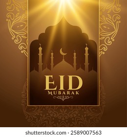 traditional eid mubarak invitation background with light effect vector