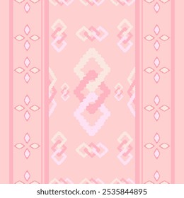 Traditional Elegance Royal Silk Pattern with floral Blossom. Springs season's feels. Diamond Frame Geometric Textile Handmade works. Beautiful warm color Stripe Border Decoration Handkerchief Cotton 