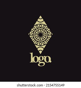 Traditional elegant rhombus vector logo with mandala ornament. Logo for hospitality, spirituality, and beauty.