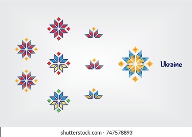 Traditional Elements of Ukrainian Vector Ornament Decorative Set