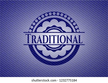 Traditional emblem with jean texture