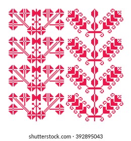 Traditional embroidery inspired seamless vector illustration