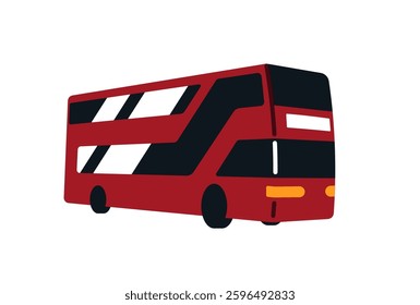 Traditional english public transport, red double decker bus, mass transit in england, transfer for tourists to travel in London flat vector illustration.