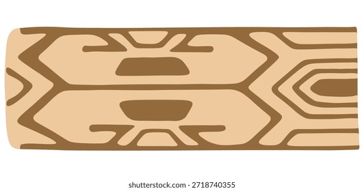 Diseño de frontera étnica tradicional con patrones geométricos marrones y motivos tribales sobre un fondo claro, perfecto para proyectos decorativos culturales.
