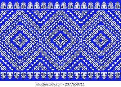 Traditional ethnic fabric pattern, seamless pattern design for textiles, rugs, wallpaper, clothing, sarong, scarf, batik, wrap, embroidery, print, background, vector illustration. thai fabric ,blue