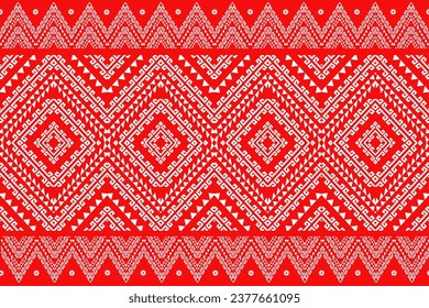 Traditional ethnic fabric pattern, seamless pattern design for textiles, rugs, wallpaper, clothing, sarong, scarf, batik, wrap, embroidery, print, background, vector illustration.red and white