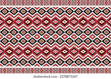 Patrón de tejido étnico tradicional, diseño de patrón sin fisuras para textiles, alfombras, papel pintado, ropa, sarong, pañuelo, batik, envoltura, bordado, impresión, fondo, ilustración vectorial. tela thai