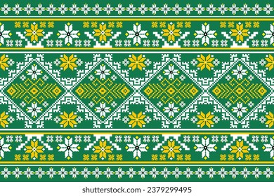 Traditional ethnic fabric pattern, seamless pattern design for textiles, rugs, wallpaper, clothing, sarong, scarf, batik, wrap, embroidery, print, background, vector illustration. thai fabric pixel