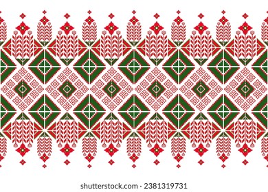 Traditional ethnic fabric pattern, seamless pattern design for textiles, rugs, wallpaper, clothing, sarong, scarf, batik, wrap, embroidery, print, background, vector illustration.christmas pattern,san