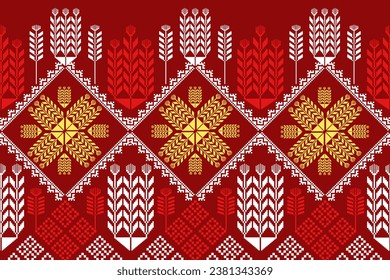 Patrón de tejido étnico tradicional, diseño de patrón sin fisuras para textiles, alfombras, papel pintado, ropa, sarong, pañuelo, batik, envoltura, bordado, impresión, fondo, ilustración vectorial. tela thai