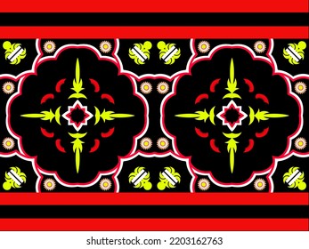 Traditional ethnic geometric fabric pattern for cloth and dress design
