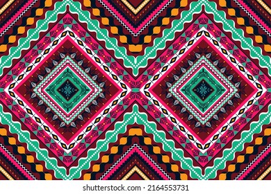 traditional ethnic geometric pattern background design for backgrounds carpet wallpaper clothes wrap fabric seamless embroidery style vector illustration