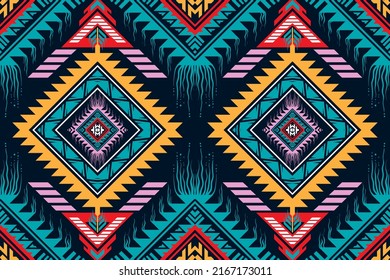 traditional ethnic geometric pattern background design for backgrounds carpet wallpaper clothes wrap fabric seamless embroidery style vector illustration