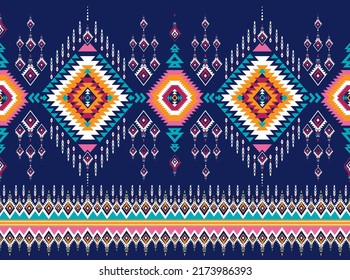 traditional ethnic geometric pattern background design for backgrounds carpet wallpaper clothes wrap fabric seamless embroidery style vector illustration
