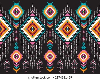 traditional ethnic geometric pattern background design for backgrounds carpet wallpaper clothes wrap fabric seamless embroidery style vector illustration
