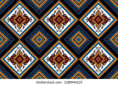 diseño de fondo de patrón geométrico étnico tradicional para fondo alfombras de papel pintado envolver tela sin fisuras estilo bordado ilustración vectorial