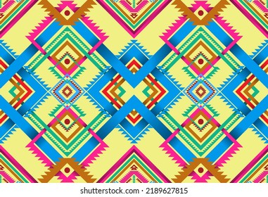 traditional ethnic geometric pattern background design for backgrounds carpet wallpaper clothes wrap fabric seamless embroidery style vector illustration
