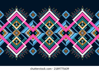 traditional ethnic geometric pattern background design for backgrounds carpet wallpaper clothes wrap fabric seamless embroidery style vector illustration