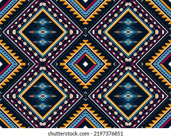 traditional ethnic geometric pattern background design for backgrounds carpet wallpaper clothes wrap fabric seamless embroidery style vector illustration