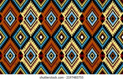 traditional ethnic geometric pattern background design for backgrounds carpet wallpaper clothes wrap fabric seamless embroidery style vector illustration