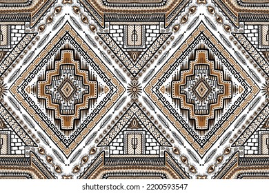 traditional ethnic geometric pattern background design for backgrounds carpet wallpaper clothes wrap fabric seamless embroidery style vector illustration
