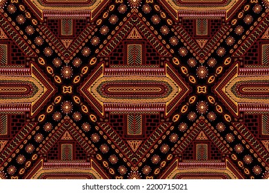 traditional ethnic geometric pattern background design for backgrounds carpet wallpaper clothes wrap fabric seamless embroidery style vector illustration