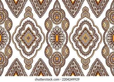traditional ethnic geometric pattern background design for backgrounds carpet wallpaper clothes wrap fabric seamless embroidery style vector illustration
