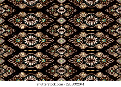 traditional ethnic geometric pattern background design for backgrounds carpet wallpaper clothes wrap fabric seamless embroidery style vector illustration