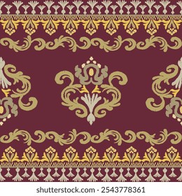 traditional ethnic ikat damask  pattern, vintage color ornament, textile illustration design for wrap, textile, silk, fabric