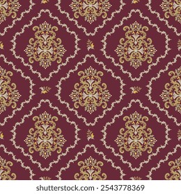 traditional ethnic ikat damask  pattern, vintage color ornament, textile illustration design for wrap, textile, silk, fabric