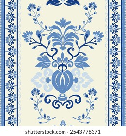 traditionelles ethnisches Damast Muster, Vintage Farbe Ornament, Textil Illustration Design für Verpackung, Textil, Seide, Stoff