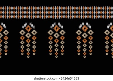 Traditional Ethnic ikat motif fabric pattern geometric style.African Ikat embroidery Ethnic oriental pattern black background wallpaper. Abstract,vector,illustration.Texture,frame,decoration.