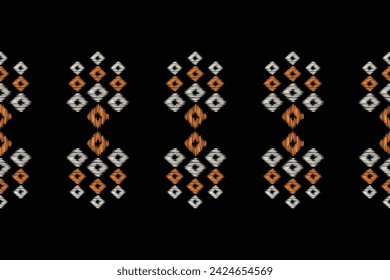 Traditional Ethnic ikat motif fabric pattern geometric style.African Ikat embroidery Ethnic oriental pattern black background wallpaper. Abstract,vector,illustration.Texture,frame,decoration.