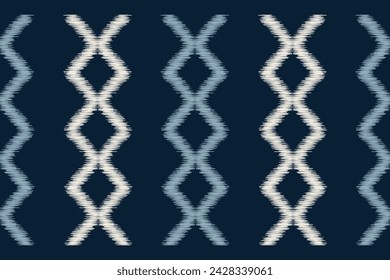 Traditional Ethnic ikat motif fabric pattern geometric style.African Ikat embroidery Ethnic oriental pattern blue background wallpaper. Abstract,vector,illustration.Texture,frame,decoration.
