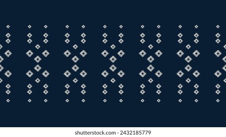 Traditional Ethnic ikat motif fabric pattern geometric style.African Ikat embroidery Ethnic oriental pattern blue background wallpaper. Abstract,vector,illustration.Texture,frame,decoration.