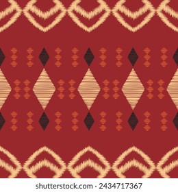 Traditional Ethnic ikat motif fabric pattern geometric style.African Ikat embroidery Ethnic oriental pattern red background wallpaper. Abstract,vector,illustration.Texture,frame,decoration.