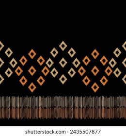 Traditional Ethnic ikat motif fabric background pattern geometric .African Ikat embroidery Ethnic oriental pattern black background wallpaper. Abstract,vector,illustration.Texture,frame,decoration.